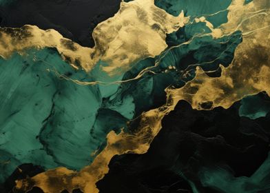 Abstract Green and Gold Art