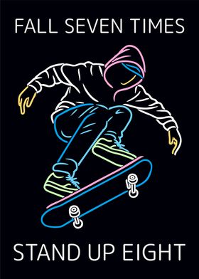 Skateboarder Neon Art