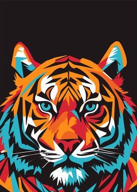 Tiger Portrait in Bold Colors