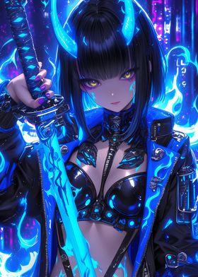 Cyberpunk Anime Girl with 