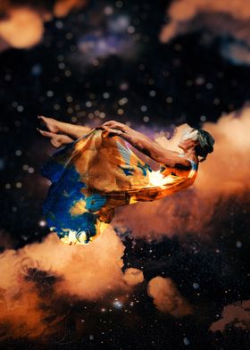 Woman Falling Through Space