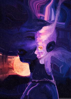 Abstract Portrait with Purple Hues