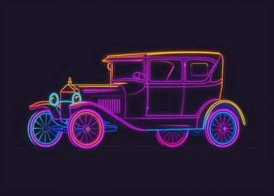 Neon Line Car