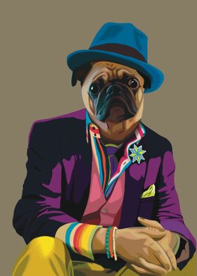 Flamboyant Pug in a suit