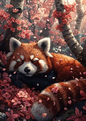 Red Panda Sleeping Sakura