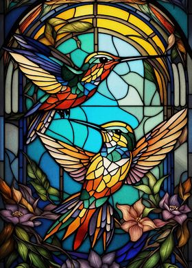 Stained Glass Hummingbirds