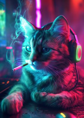 Cyberpunk Kitten Gaming