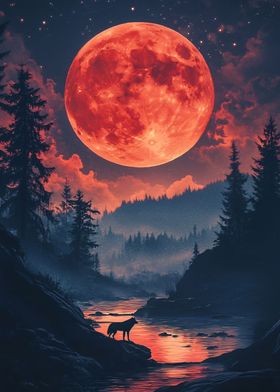 Blood moon landscape