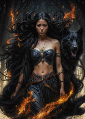 Hecate Goddess and Wolf