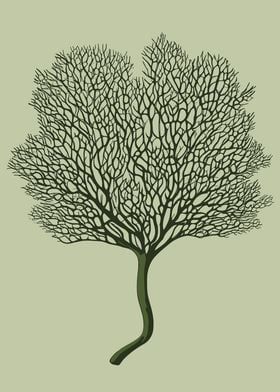 Green Coral Silhouette Art Poster