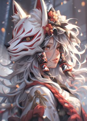 Kitsune Mask Anime Girl