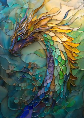 Mystical Stained Glass Dragon