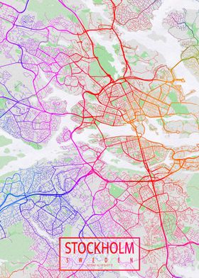 Stockholm City map Colorfu