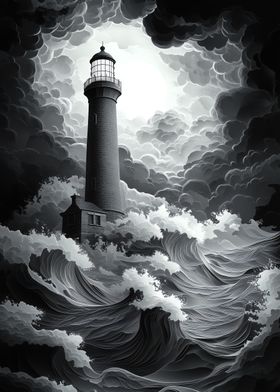 Lighthouse in Storm