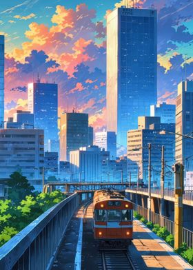 Cityscape with Train