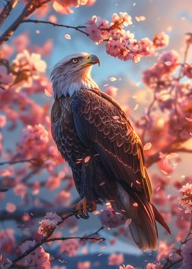 Eagle in Cherry Blossoms