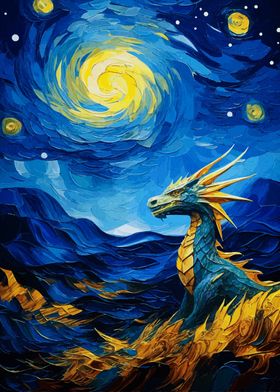 Dragon Under Starry Night