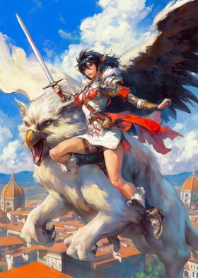 Female Warrior on Griffin