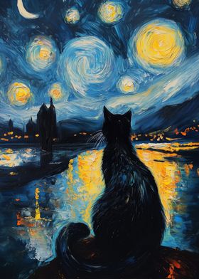 Starry Night Cat