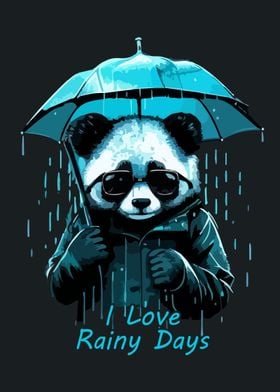 Cool Panda Rainy Day