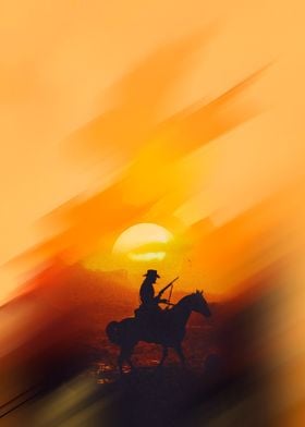 Lone Rider Sunset