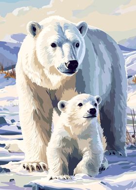 Polar Bear Family Poster