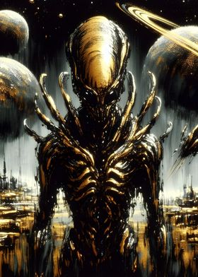 Golden Alien in Space