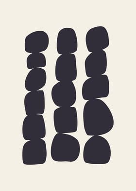 Minimalist Abstract Stones | Black Geometric Shapes Modern Wall Art