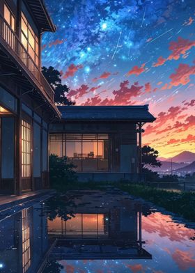 Japanese House Night Sky