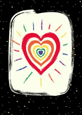 Rainbow LGBTQ Pride Flag Colors Heart Art