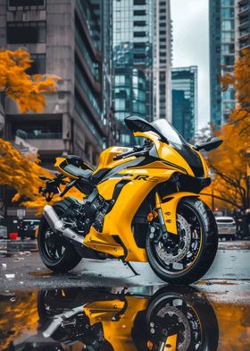 Yellow Sportbike in City