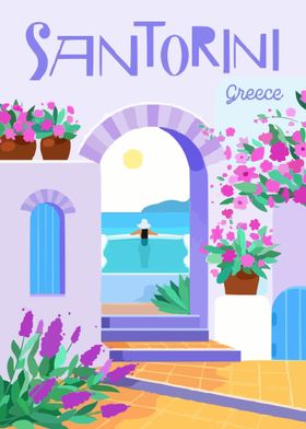 Santorini Greece Illustration