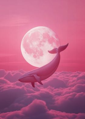 Whale in Pink Sky