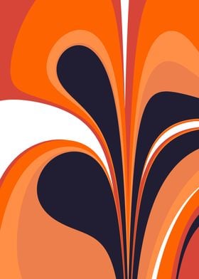 Abstract Marble Shapes in Navy and Fiery Orange | Bold Retro Art