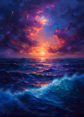 Starry Sunset Sea