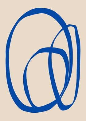 Minimalist Blue Line Art Abstract Geometric Curves on Neutral Background