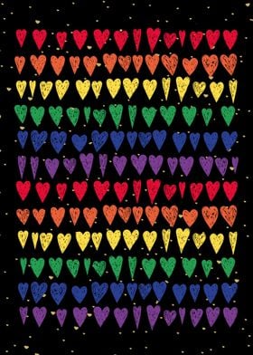 LGBT Doodle Hearts Pride Flag Rainbow Colors