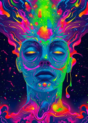 Neon Cosmic Face