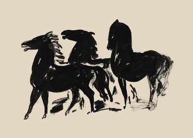 Horses Study Painting