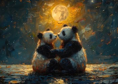 Panda Under the Moon. Vincent Van Gogh