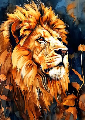 Majestic Lion Watercolor