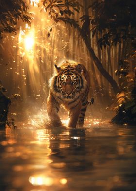 Tiger in Golden Forest