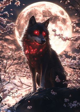 Wolf Under Full Moon