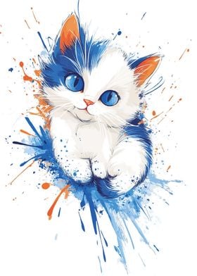 Cute Kitten Paint Splash