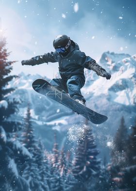 Snowboarder in Flight