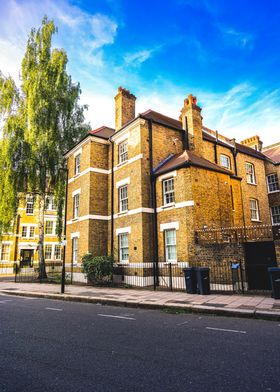 Brick Townhouse on a Sunny Day