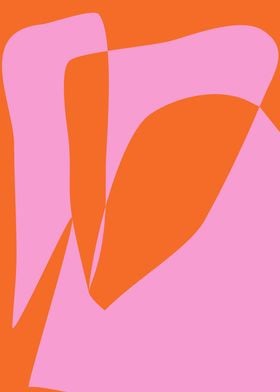 Abstract Broken Heart Minimalist Orange and Pink Wall Art