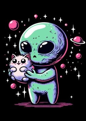 Alien Holding a Cat