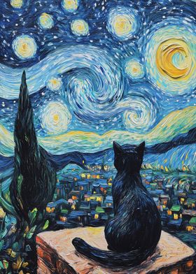 Starry Night Cat