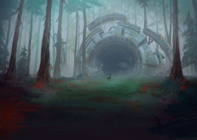 Mecha Ruins in the Forest